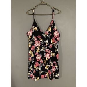 Blu Blush Floral V Neck Spaghetti Strap Dress Tunic Top Size Large